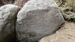 Dolmen con la inscripci�n del sol hallado en una necr�polis de Friol