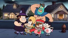 Los personajes de la serie animada Gravity Falls durante el captulo Summerween, emitido en octubre del 2012. 