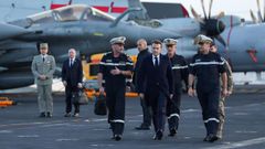 Macron, en el portaviones Charles de Gaulle, en el Mediterr�neo