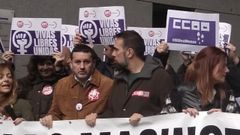 Los secretarios generales de UGT y CCOO de Asturias, Javier Fern�ndez Lanero y Jos� Manuel Zapico durante la manifestaci�n del 25N