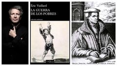 El escritor �ric Vuillard, la portada de su nueva novela y el retrato del protagonista, Thomas M�ntzer