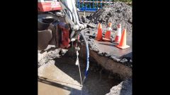 Obras de reparaci�n de la incidencia en Langreo