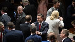 Miembros del Partido Republicano tras presentar el paquete presupuestario y fiscal de Donald Trump.