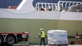 Descarga de calamar de las Malvinas