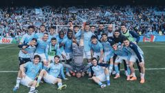 Los jugadores del Celta, celebrando un triunfo en Bala�dos en la temporada 2026/2027.