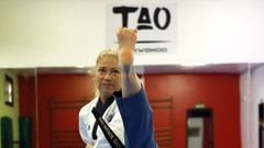 Esperanza Meil�n, en el gimnasio de su club, el Tao vigu�s.