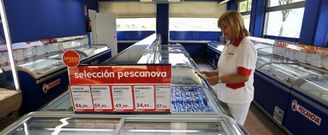 Tienda de productos Pescanova, en la sede central de la empresa, en Chapela. 