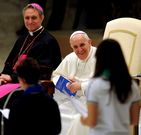El papa, en la audiencia de ayer.