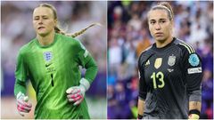 Hannah Hampton y Cata Coll durante la final de la Eurocopa.