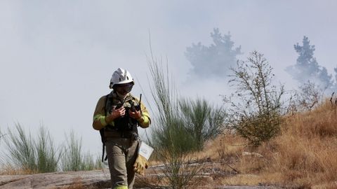 Imagen de archivo de un bombero forestal en Lugo.