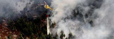 Aviones anfibios y helic�pteros participaron en la extinci�n del incendio declarado ayer en el municipio de Gondomar.