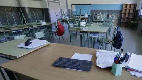En imagen, aula vaca este jueves en el CEIP Plurilinge de Covas, en Viveiro