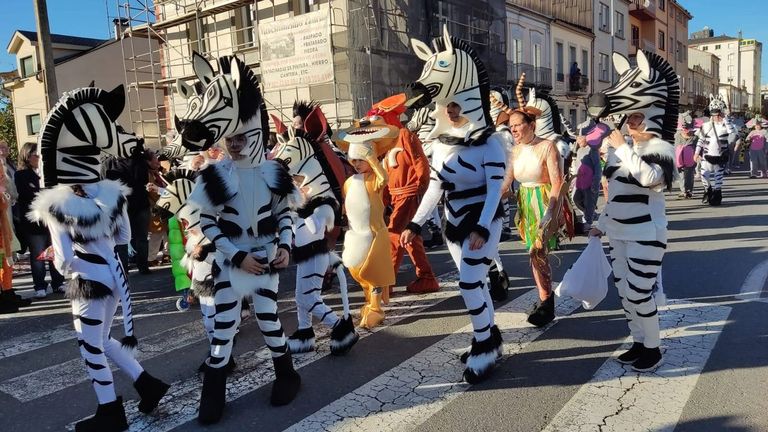 Un momento del desfile de comparsas de Martes de Carnaval del ao pasado en Monforte.