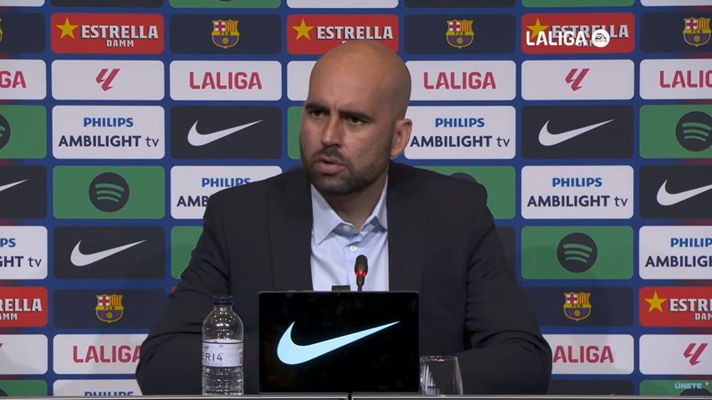 El entrenador del Celta, Claudio Gir�ldez, durante la rueda de prensa posterior al partido ante el Barcelona.