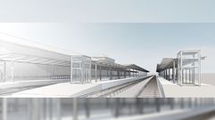 Recreaci�n virtual de c�mo quedar�n los ascensores que el ADIF instalar� en los andenes, 1, 2 y 3 de la estaci�n de Monforte para facilitar el acceso al nuevo paso inferior entre v�as
