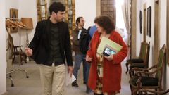 Goretti Sanmart�n charla antes de un pleno municipal con el concejal de Urbanismo, Iago Lesteg�s, tambi�n del BNG