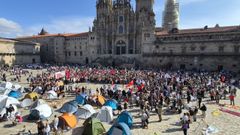 La concentraci�n por la vivienda de Santiago se celebr� en la plaza del Obradoiro.