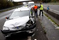 Imagen de uno de los coches implicados en el siniestro ocurrido en el kil�metro 15 de la AG-55.