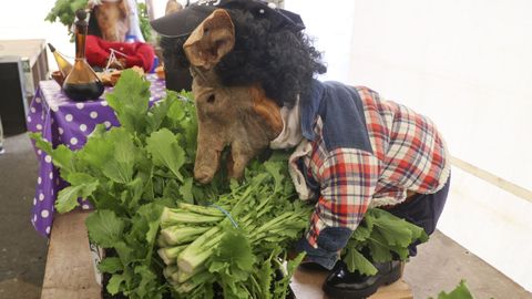 Una de las originales cestas presentadas al concurso de la Feira do Grelo de Xestoso.