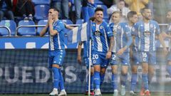 Lucas Prez festeja su gol al Fuenlabrada