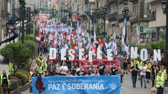 Manifestaci�n antimilitarista contra el desfile de las Fuerzas Armadas en Vigo