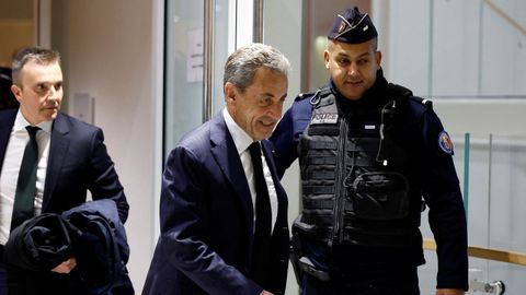 El expresidente Nicols Sarkozy en los juzgados parisinos.