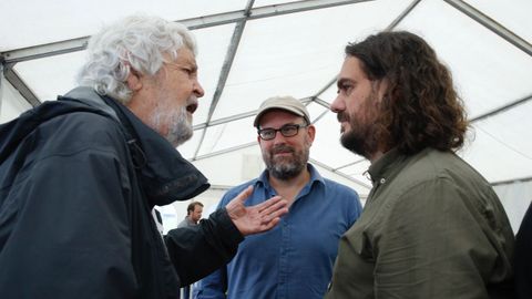Antón Sánchez, Martiño Noriega e Xosé Manuel Beiras en el acto de Anova.