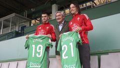 Azkune, Ansede y Tavares en su presentaci�n como jugadores del Racing. 