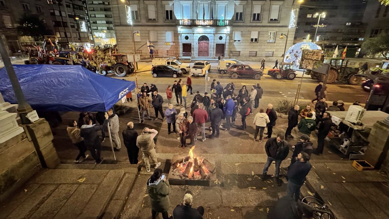 La tractorada del sector primario cumple una semana en la ciudad de Ourense
