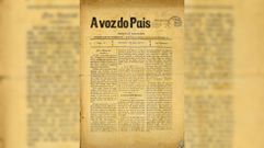 Portada do primeiro n�mero do semanario A Voz do Pa�s, conservado pola Real Academia Galega e inclu�do na bibblioteca dixital Galiciana