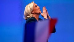 Marine Le Pain, l�der del Frente Nacional, durante la presentaci�n de la campa�a de su partido a las elecciones europeas