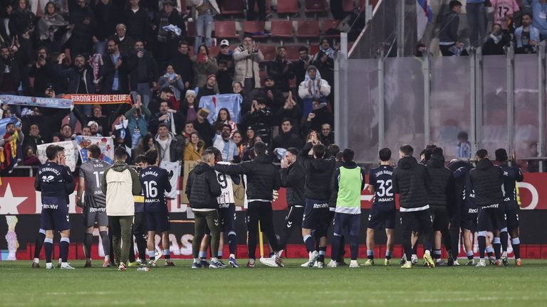 Los futbolistas del Celta, celebrando el triunfo frente al Girona del pasado domingo