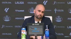 El entrenador del Celta, Claudio Gir�ldez, durante la rueda de prensa previa al partido frente al Alav�s.
