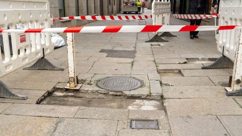 Las calles San Roque y Vios tenan baches que estn siendo reparados.