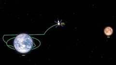 Imagen de la trayectoria de la nave Orion,�seguida en directo por la NASA