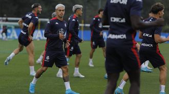 Gauto, en el centro de la imagen, durante un entrenamiento