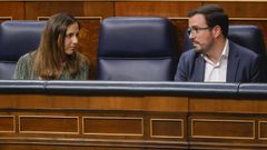 Ione Belarra y Alberto Garzn, lderes de Podemos e IU respectivamente.