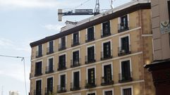 Fachada del edificio en obrasque se derrumb en Madrid.