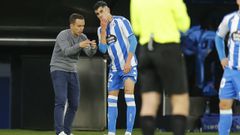 Borja Jim�nez da indicaciones a Villares durante el partido contra el Bilbao Athletic
