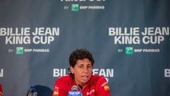 Carla Su�rez en la rueda de prensa previa a la disputa de la Billie Jean King Cup