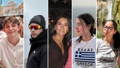 Samuel Ogando, estudiante de Erasmus en Rep�blica Checa; Iago Prol, en Finlandia; Laura Varela, en Polonia; Irene P�rez, en Grecia; y Andrea Rodr�guez, en Italia
