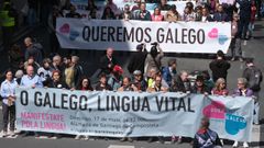 Manifestaci�n en defensa del gallego en Santiago.