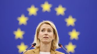 Kaja Kallas en rueda de prensa.