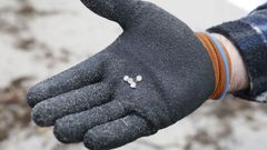 Recogida de p�lets en la playa de Area Fofa, en Nigr�n.