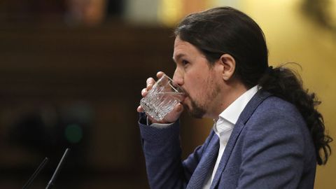 Pablo Iglesias, durante una de sus intervenciones durante la mocin de censura