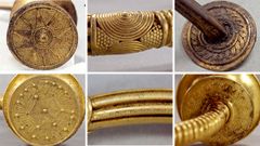 Detalles de los torques encontrados en Cavandi, en Pe�amellera Baja. Fotograf�as originales de �ngel Villa Vald�s