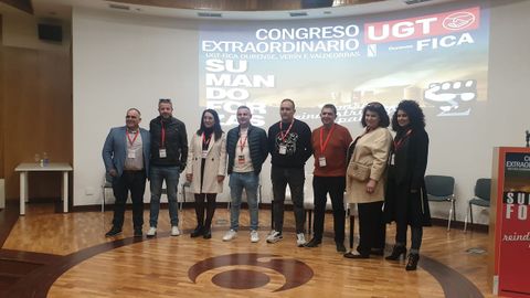 La nueva ejecutiva de UGT-FICA tras el congreso celebrado en Ourense.