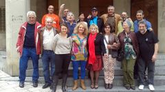 Miembros de la pe�a, en la �ltima comida que mantuvieron.