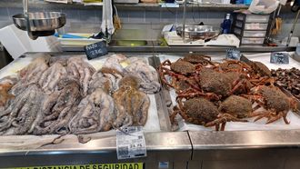Centollos a 35 euros el kilo este martes en la plaza de Lugo, en A Corua