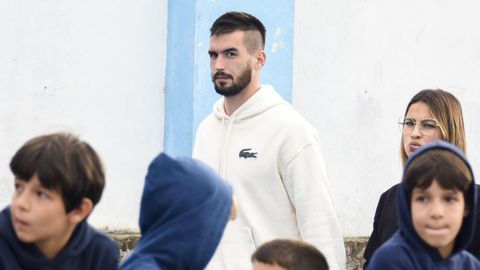 Álex Millán, en el amistoso del Oviedo ante el Racing de Ferrol